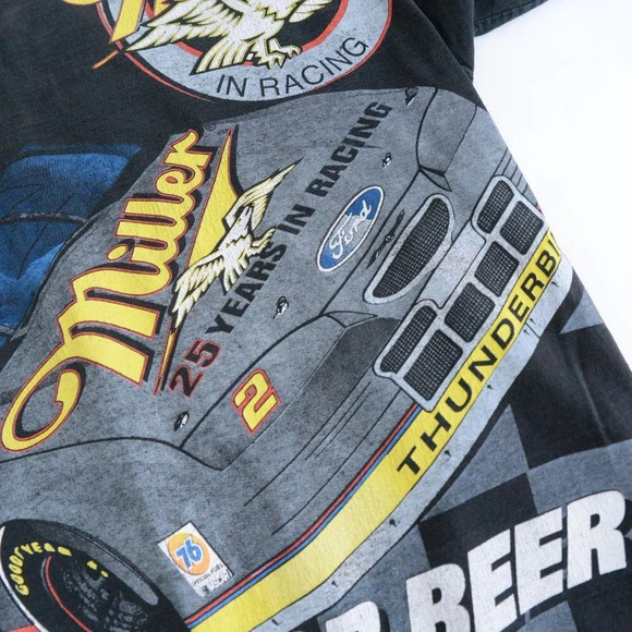 Vintage Chase Race Wear Y2K Black "Miller We Race for Beer" Brad Keselowski Tee - Picture 9 of 16